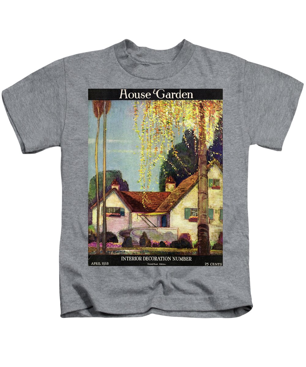 House And Garden Kids T-Shirt featuring the photograph House And Garden Interior Decoration Number Cover by Porter Woodruff