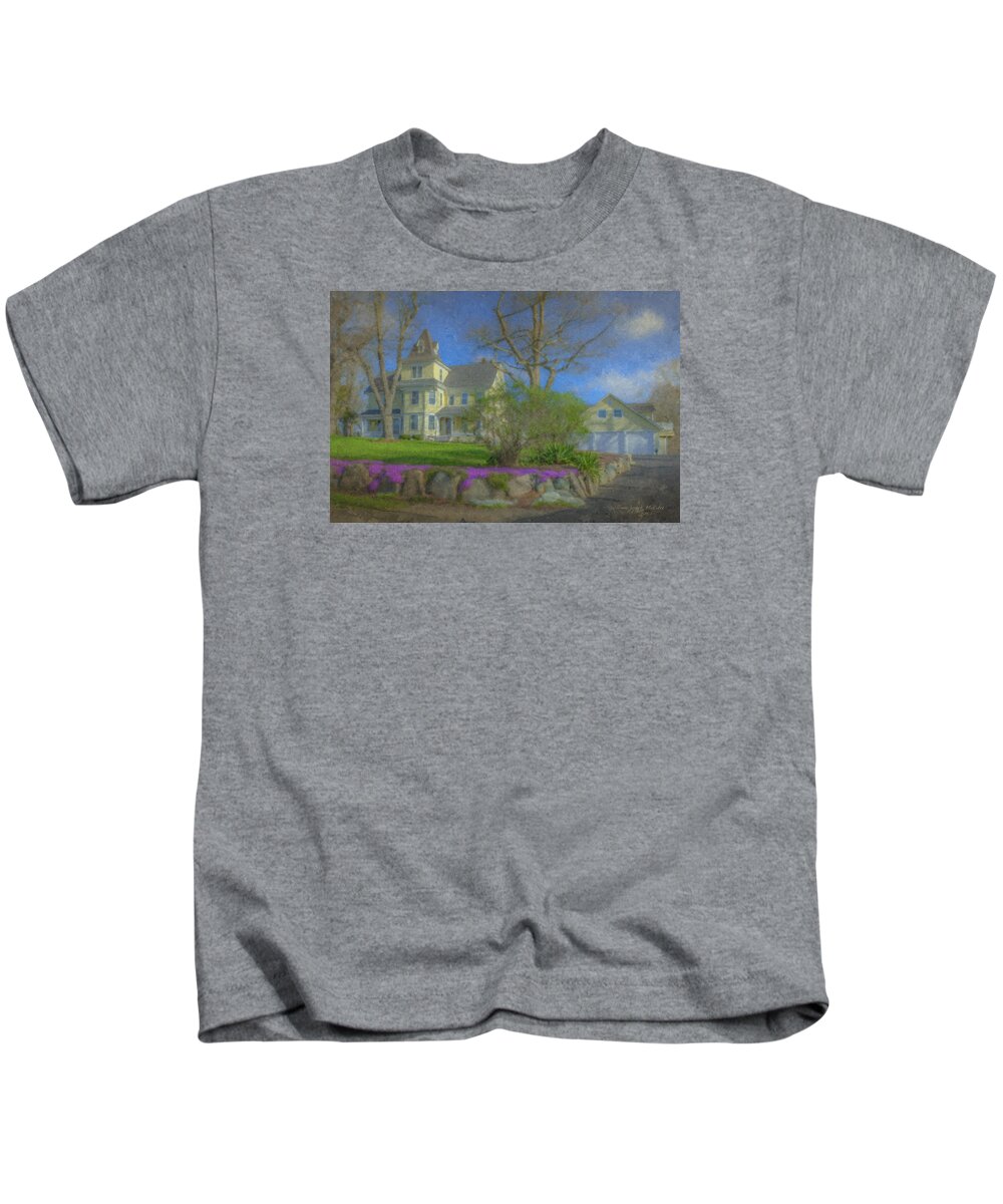House Kids T-Shirt featuring the painting House on Elm St., Easton, MA by Bill McEntee