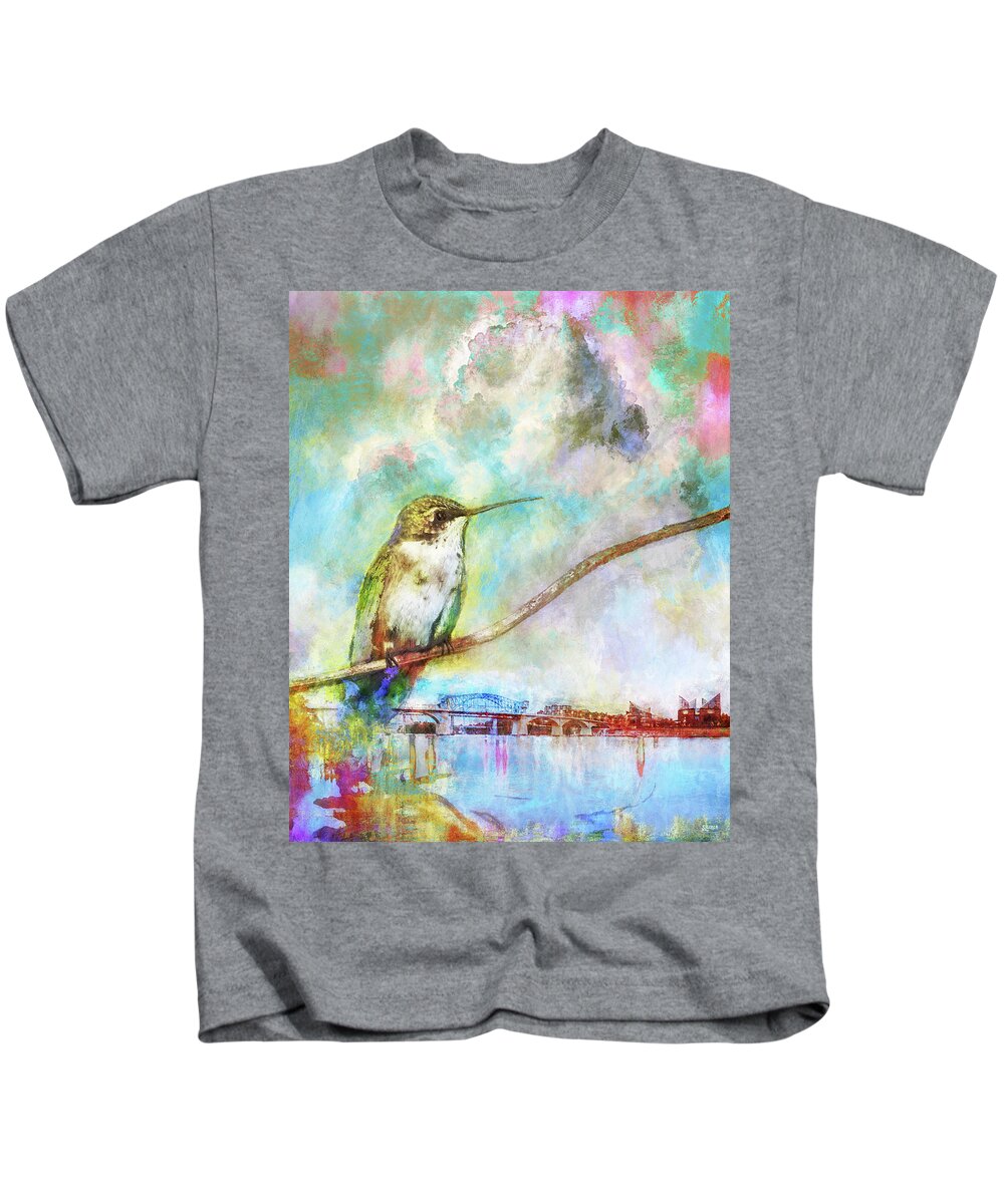 Chattanooga Kids T-Shirt featuring the photograph Hummingbird By The Chattanooga Riverfront by Steven Llorca