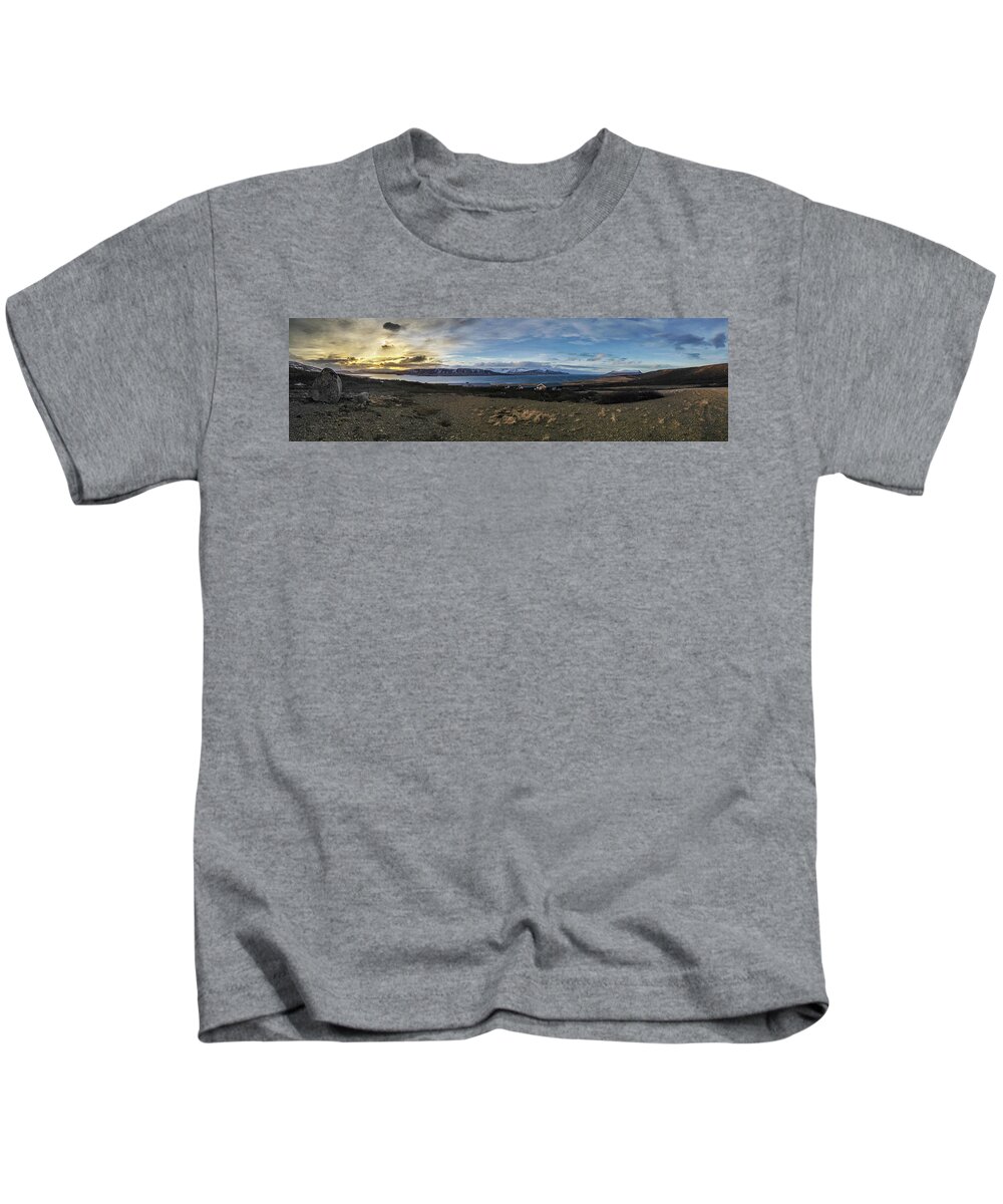 Hvalfjörður Kids T-Shirt featuring the photograph Hvalfjorour Panorama by Geoff Smith