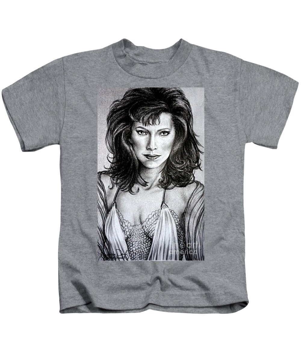 Woman Kids T-Shirt featuring the drawing Lord Protector by Georgia Doyle