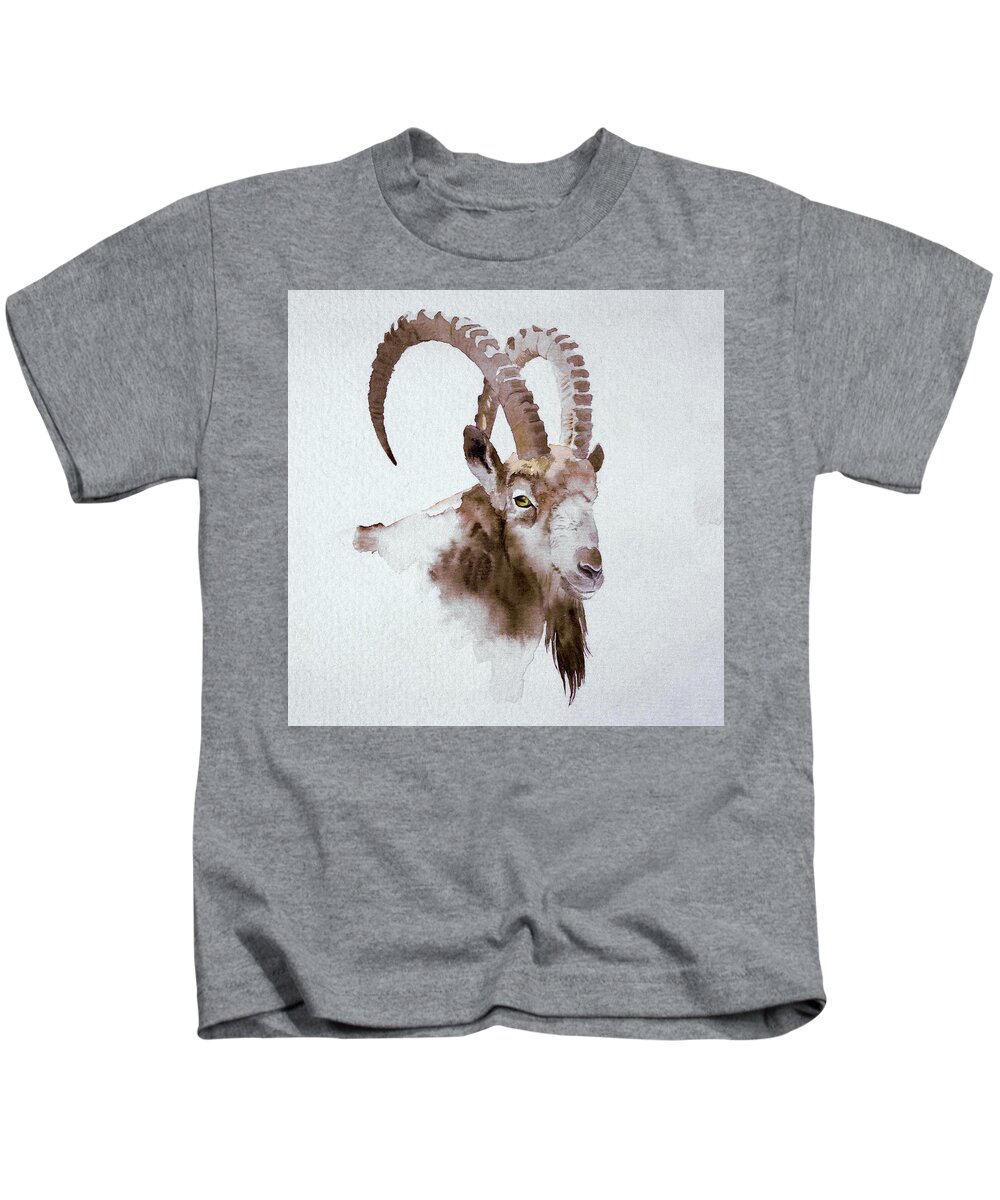 Ibex Kids T-Shirt featuring the painting Ibex by Attila Meszlenyi