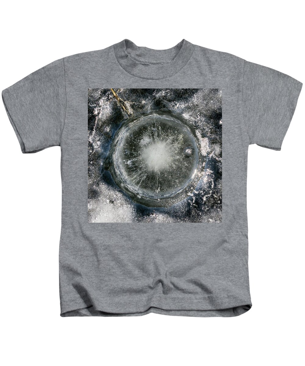 Ice Kids T-Shirt featuring the photograph Ice Fishing Hole 22 by Steven Ralser