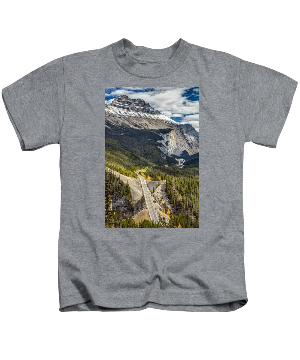 Travel Kids T-Shirt featuring the photograph Icefield Parkway Scenic Drive by Pierre Leclerc Photography