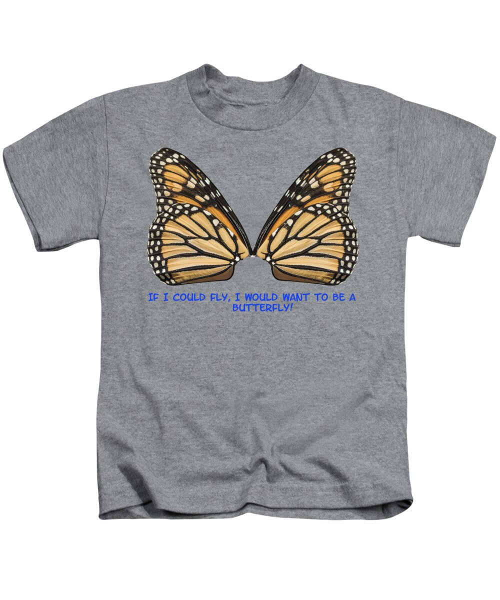 Monarch Butterfly Wings Kids T-Shirt featuring the photograph If I Could Fly by Thomas Young