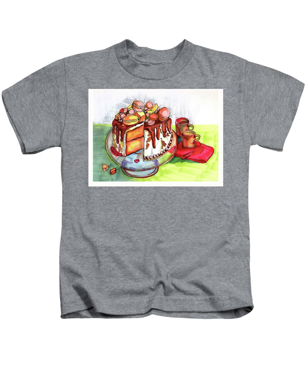 Dessert Kids T-Shirt featuring the drawing Illustration Of Winter Party Cake by Ariadna De Raadt