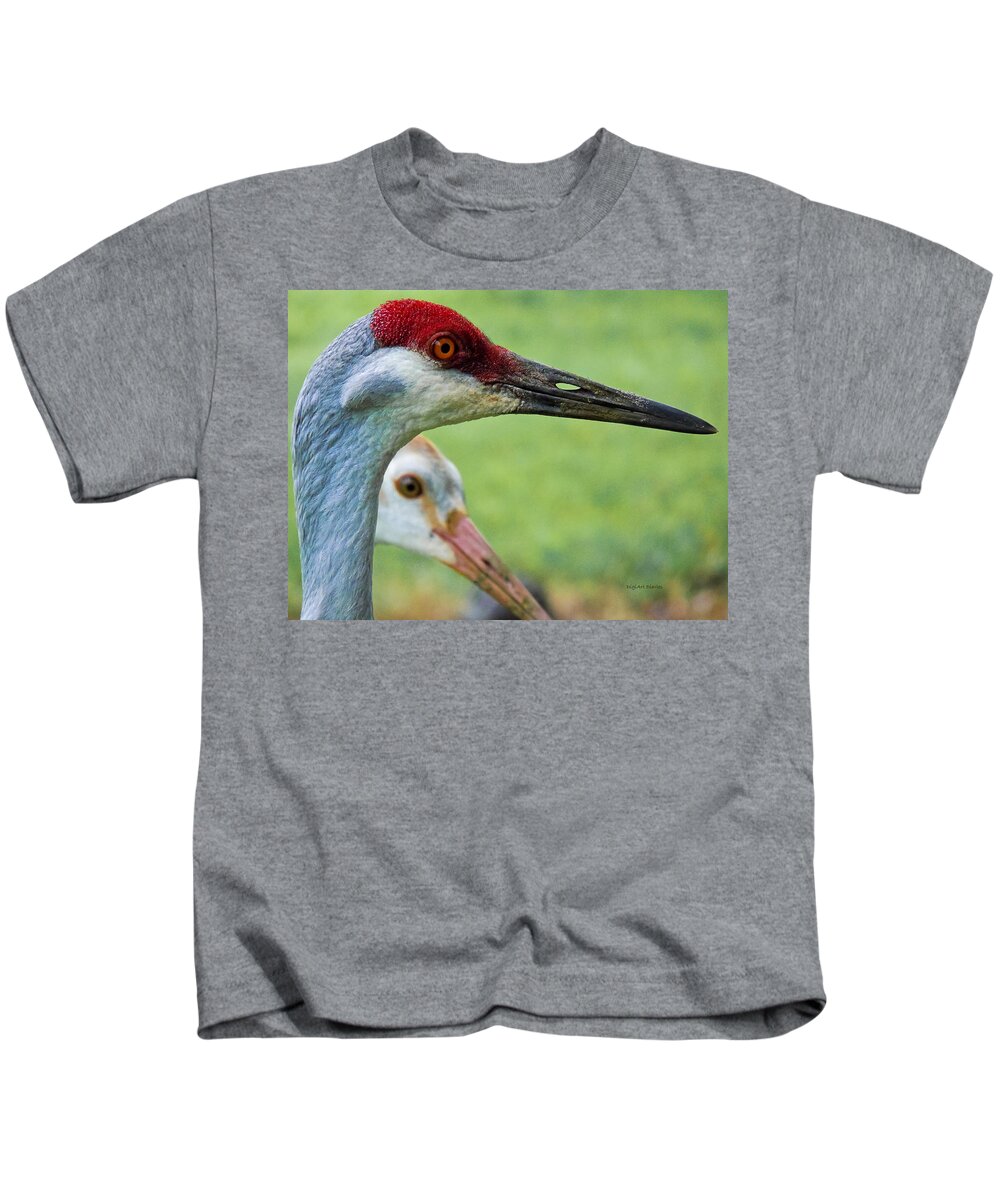Sandhill Crane Kids T-Shirt featuring the photograph In Its Parents Shadow by DigiArt Diaries by Vicky B Fuller