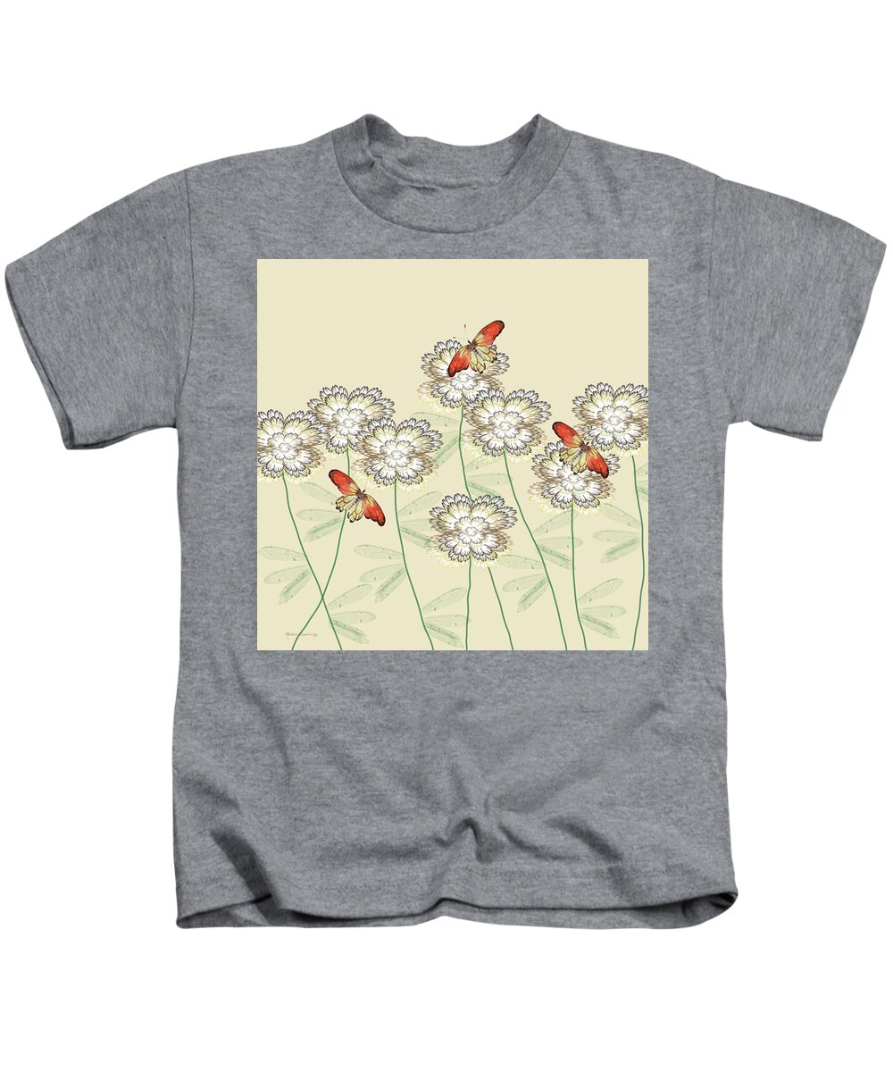 Flower Garden Kids T-Shirt featuring the mixed media Incendia Flower Garden by Rosalie Scanlon