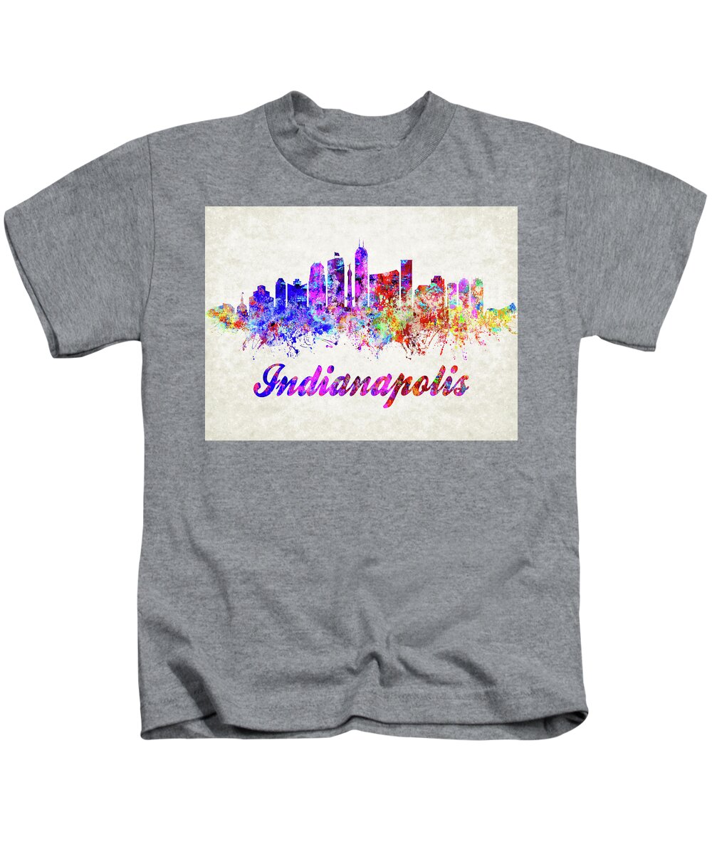 Indianapolis Kids T-Shirt featuring the digital art Indianapolis Skyline Abstract by Dave Lee