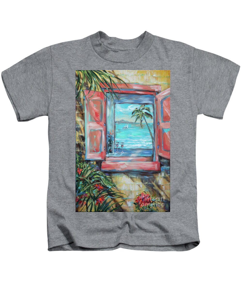 Island Kids T-Shirt featuring the painting Island Bar Coral by Linda Olsen