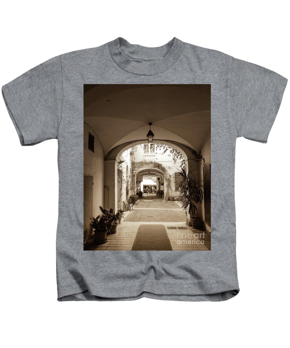 Italian Courtyard Kids T-Shirt featuring the photograph Italian Courtyard by Marina Usmanskaya