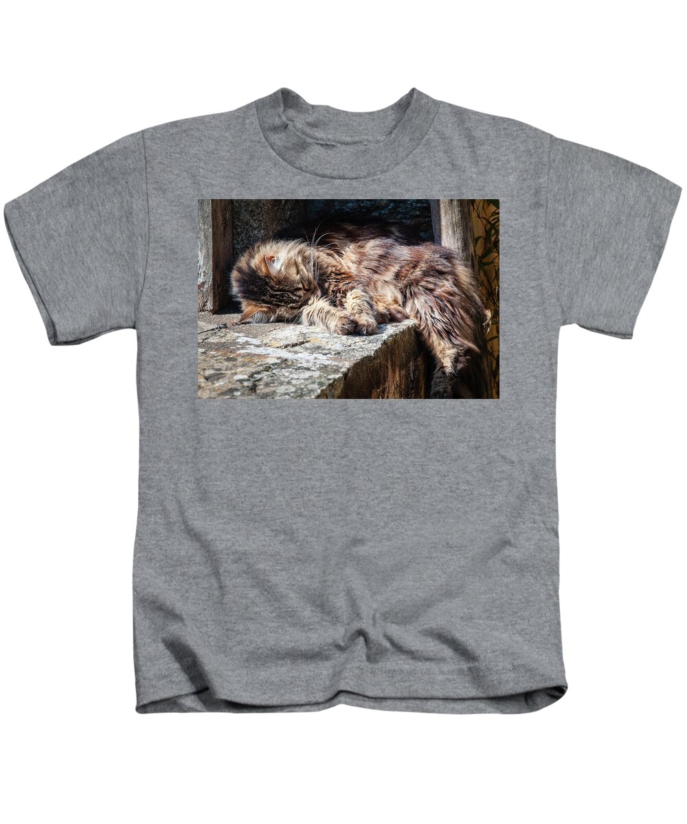 Cat Kids T-Shirt featuring the photograph It's a Hard Life by Geoff Smith