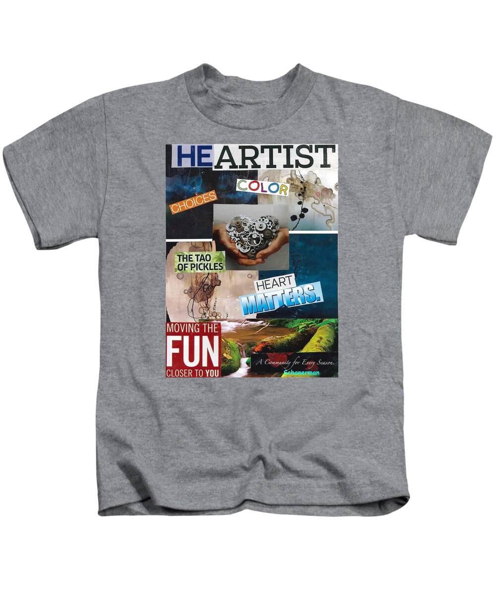 Collage Art Kids T-Shirt featuring the mixed media It's All About heART by Susan Schanerman