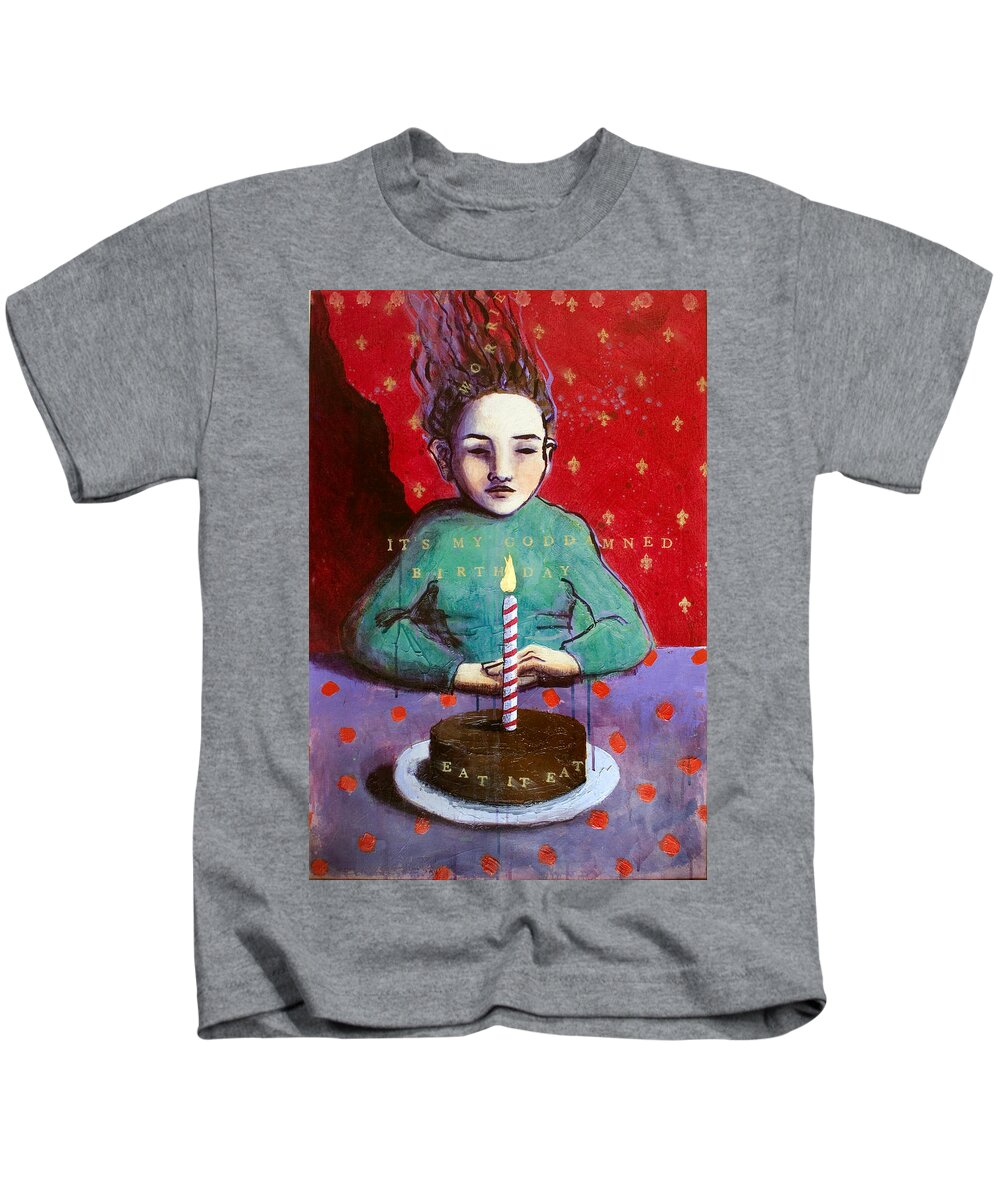 Birthday Kids T-Shirt featuring the painting Its My GD Birthday by Pauline Lim