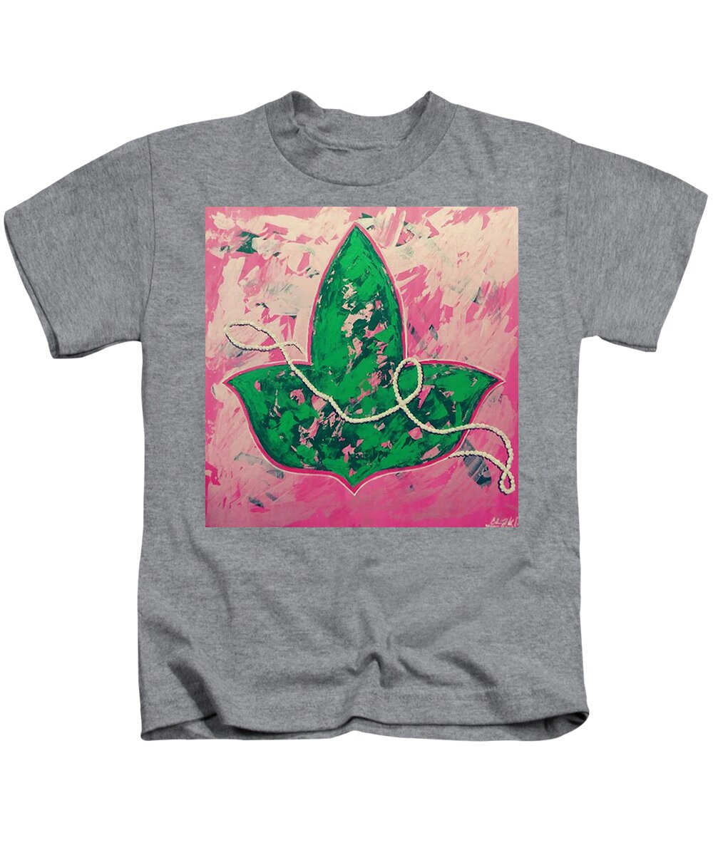 Aka Kids T-Shirt featuring the painting Ivy And Pearls by Femme Blaicasso