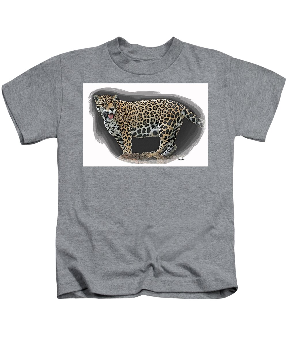Jaguar Kids T-Shirt featuring the digital art Jaguar 16 by Larry Linton