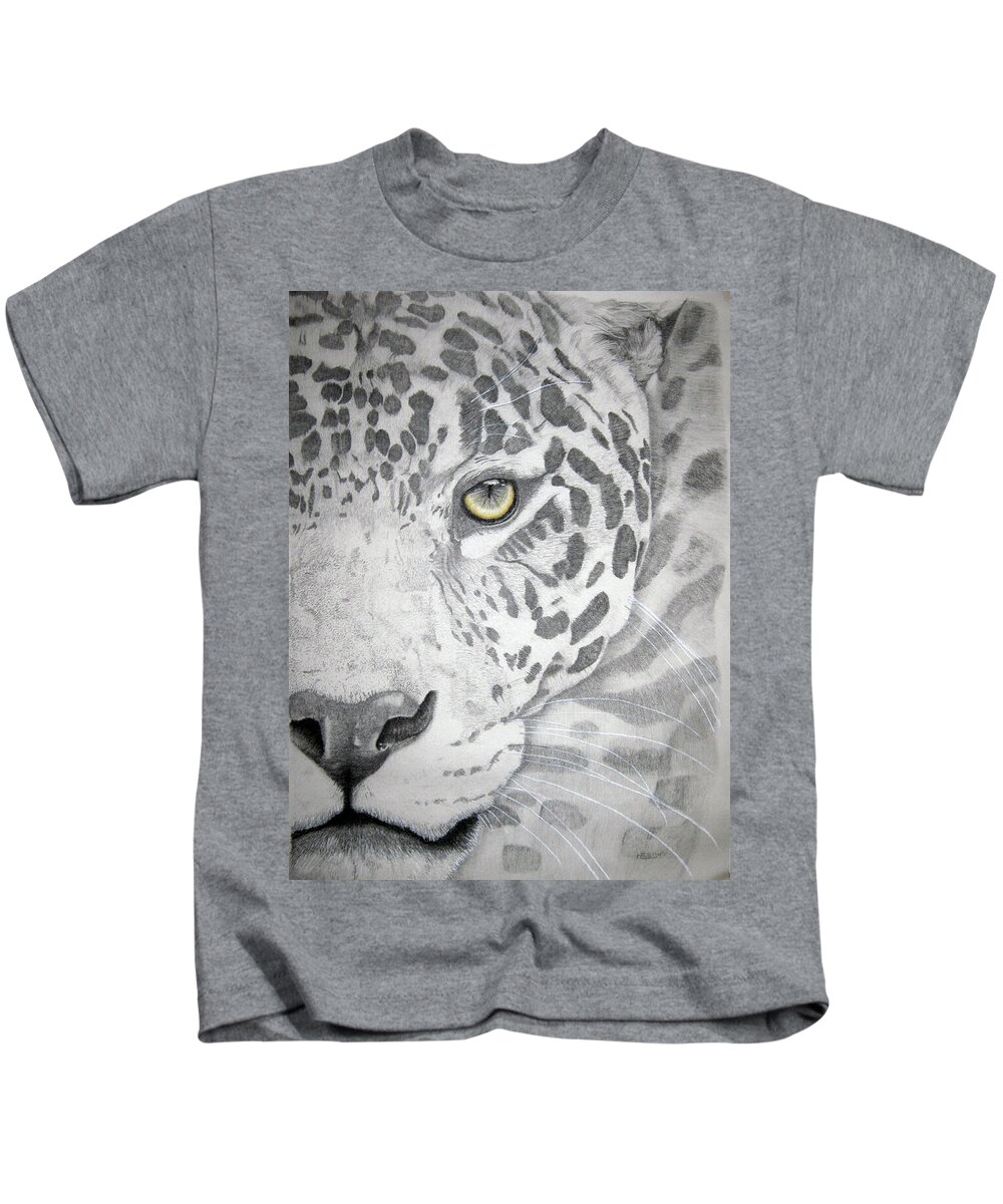 Jaguar Photographs Kids T-Shirt featuring the drawing Jaguar by Mayhem Mediums