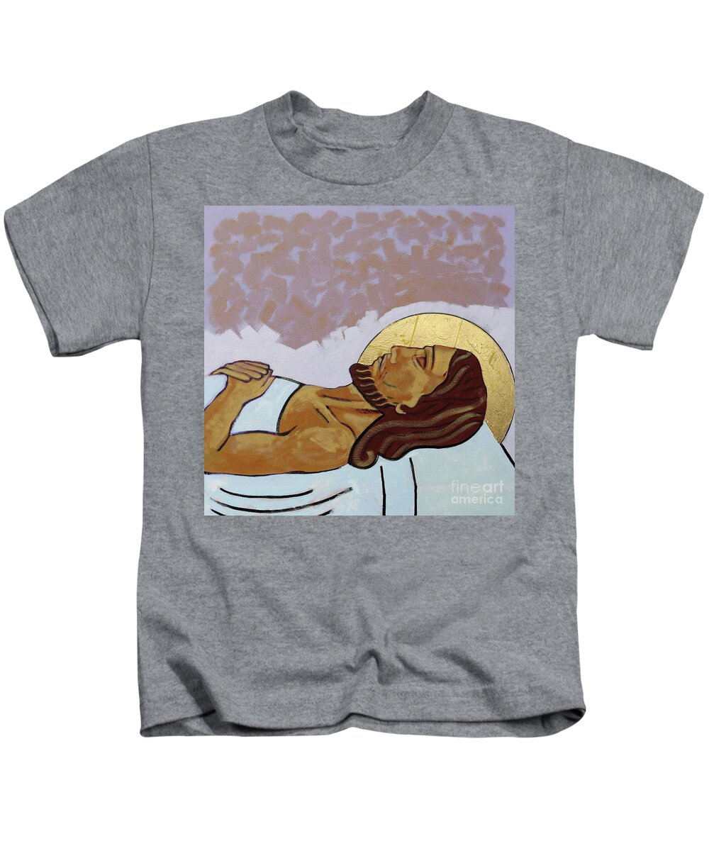 Jesus Kids T-Shirt featuring the painting Jesus is laid in the tomb by Sara Hayward