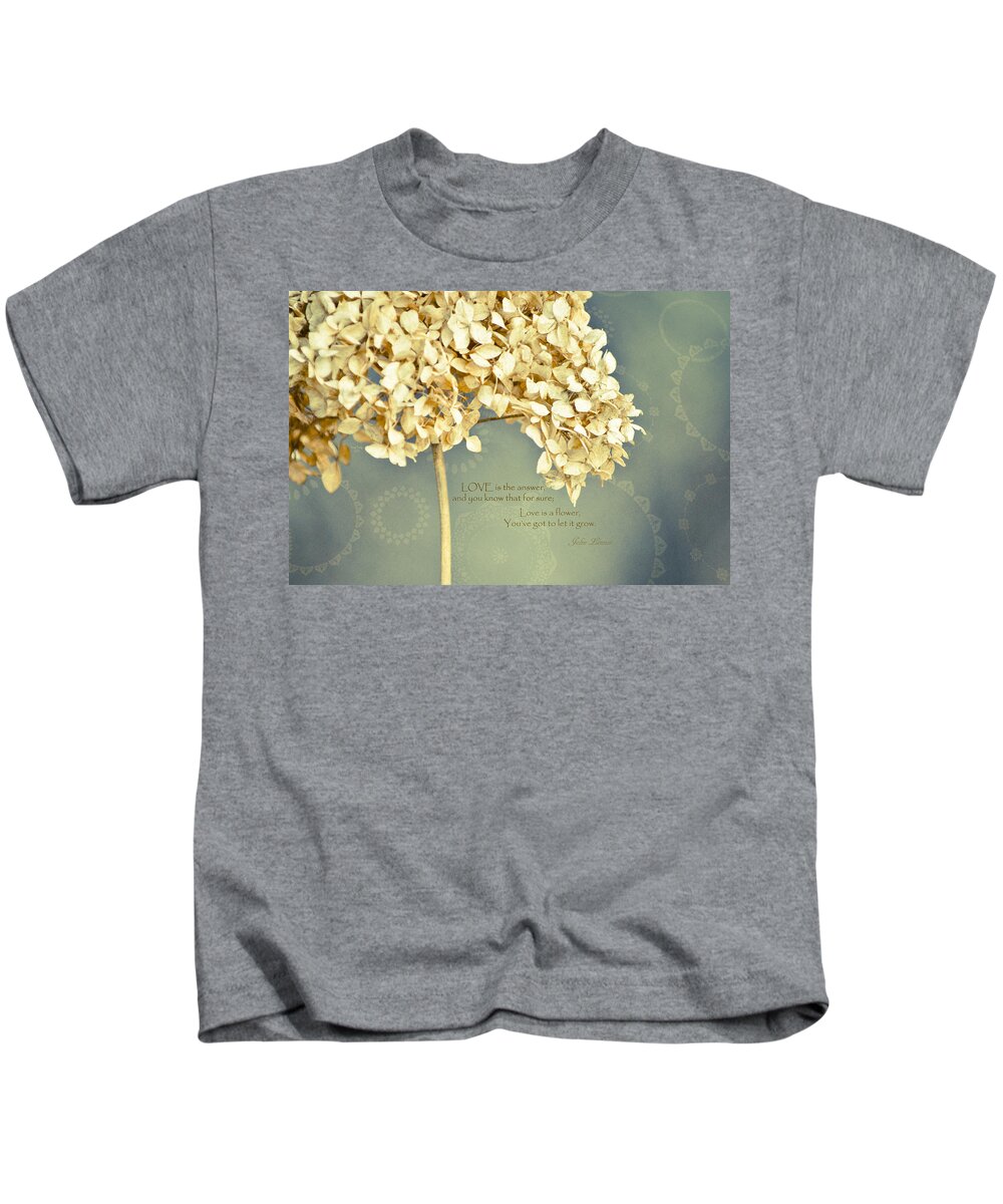 Flower Kids T-Shirt featuring the mixed media John Lennon Love by Trish Tritz