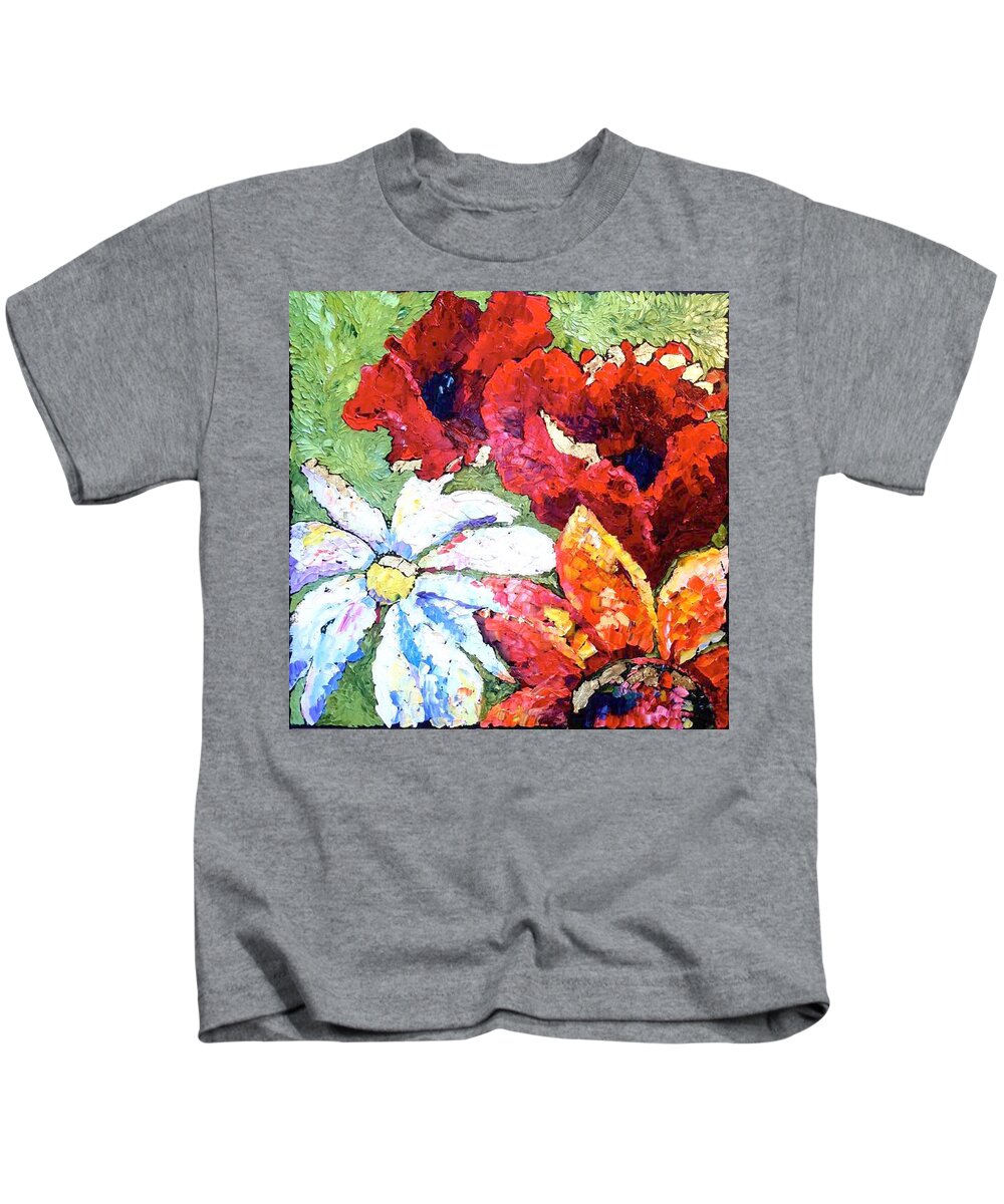 Flowers Kids T-Shirt featuring the painting Keeping the Light by Carrie Jacobson