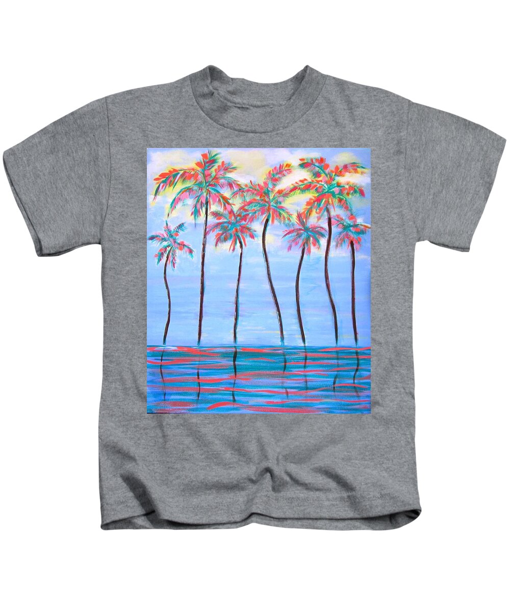 Landscape Kids T-Shirt featuring the painting Keys Vision by Linda Cabrera