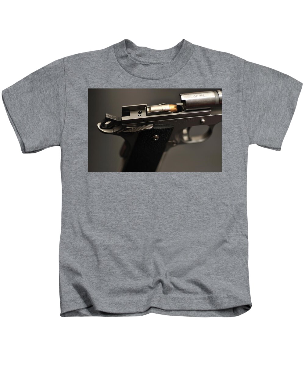 Kimber Pistol Kids T-Shirt featuring the digital art Kimber Pistol by Maye Loeser