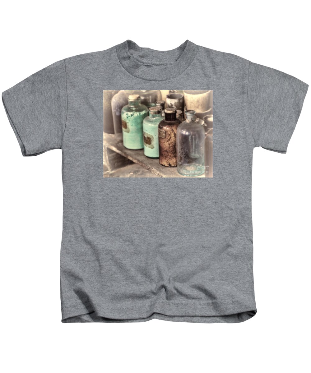 Alchemical Kids T-Shirt featuring the photograph Lab Bottles Tinted by Jerry Fornarotto