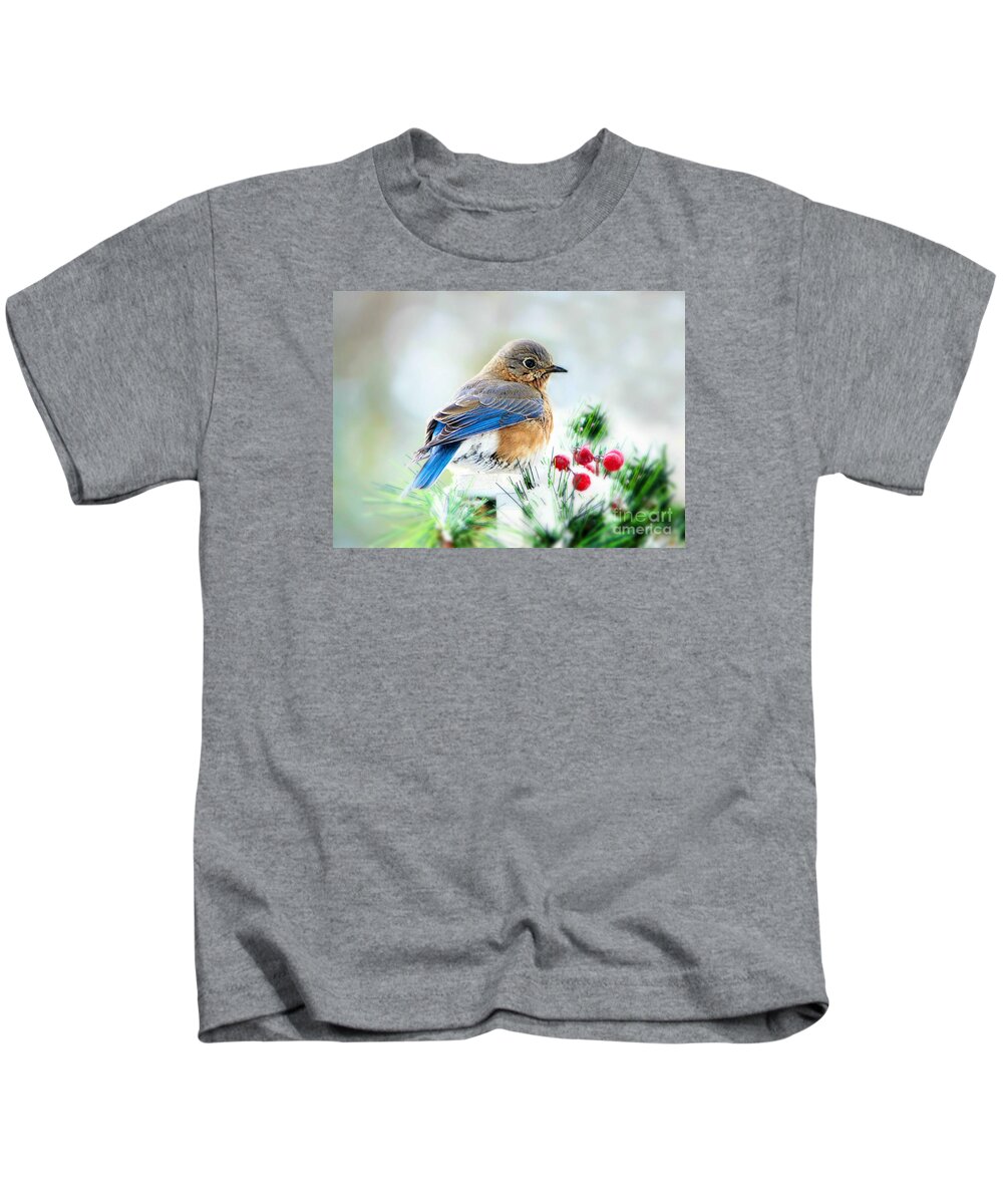 Bluebird Kids T-Shirt featuring the photograph Lady Bluebird by Tina LeCour
