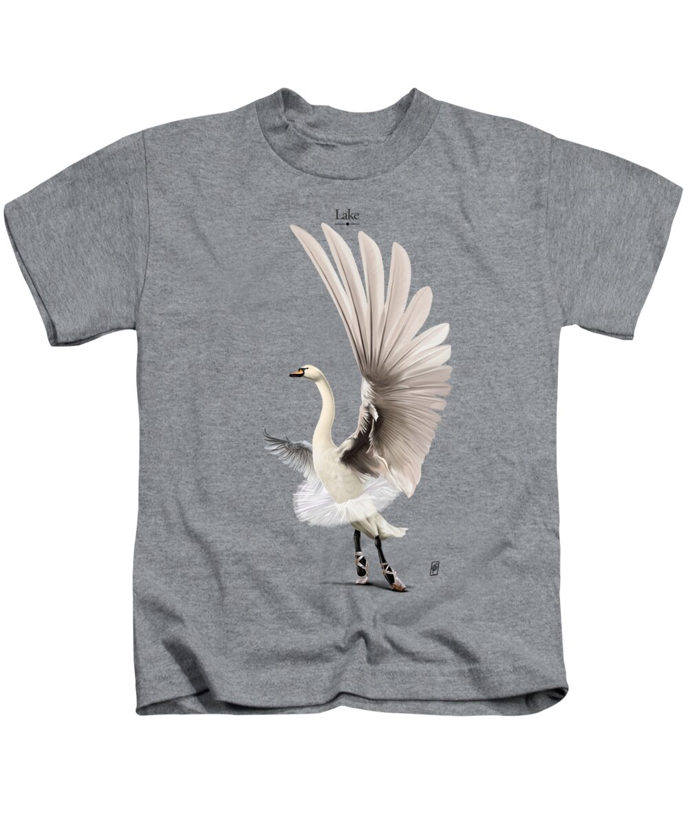 Swan Kids T-Shirt featuring the digital art Lake by Rob Snow