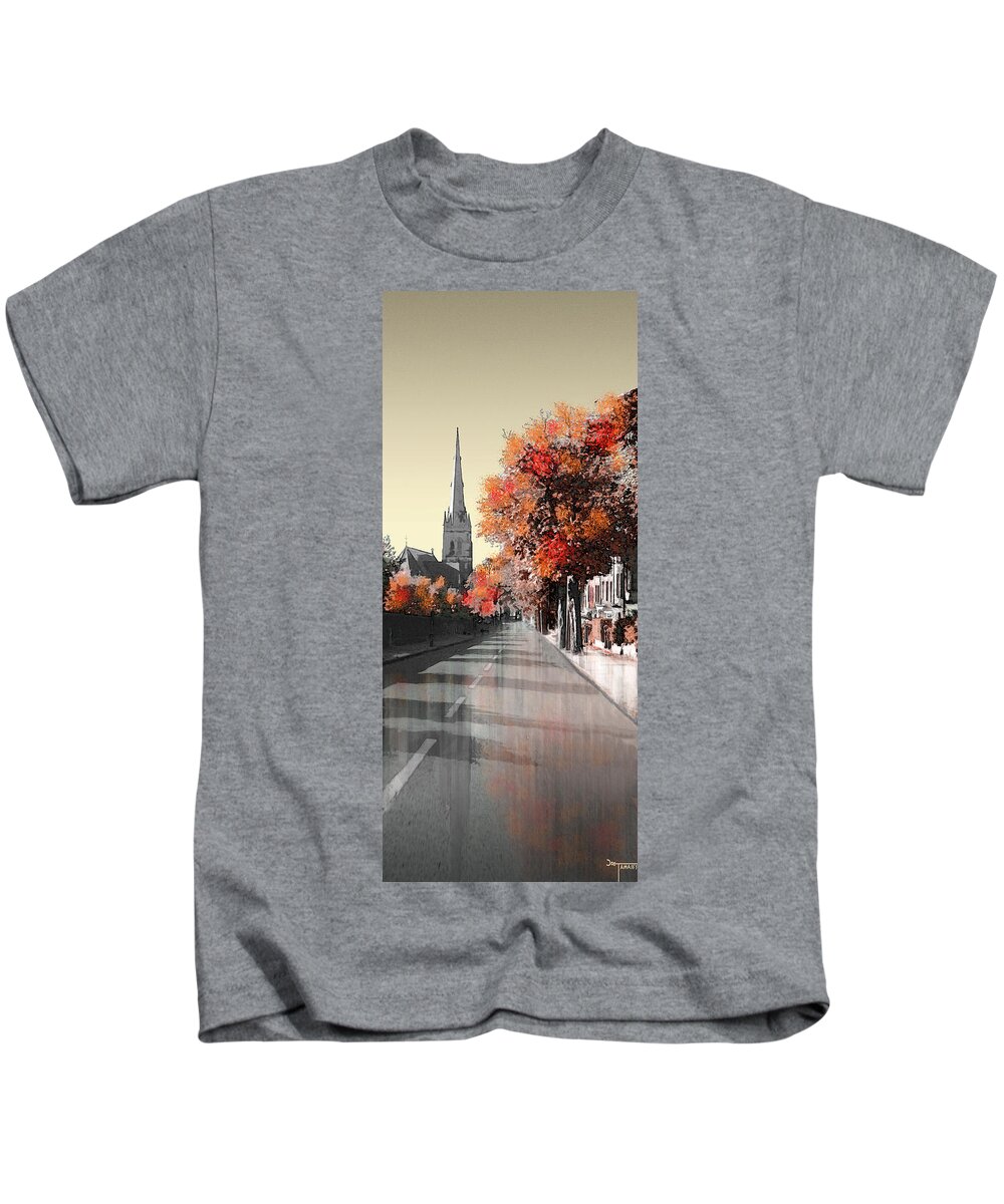Lancaster Kids T-Shirt featuring the digital art Lancaster Cathedral from East Road by Joe Tamassy