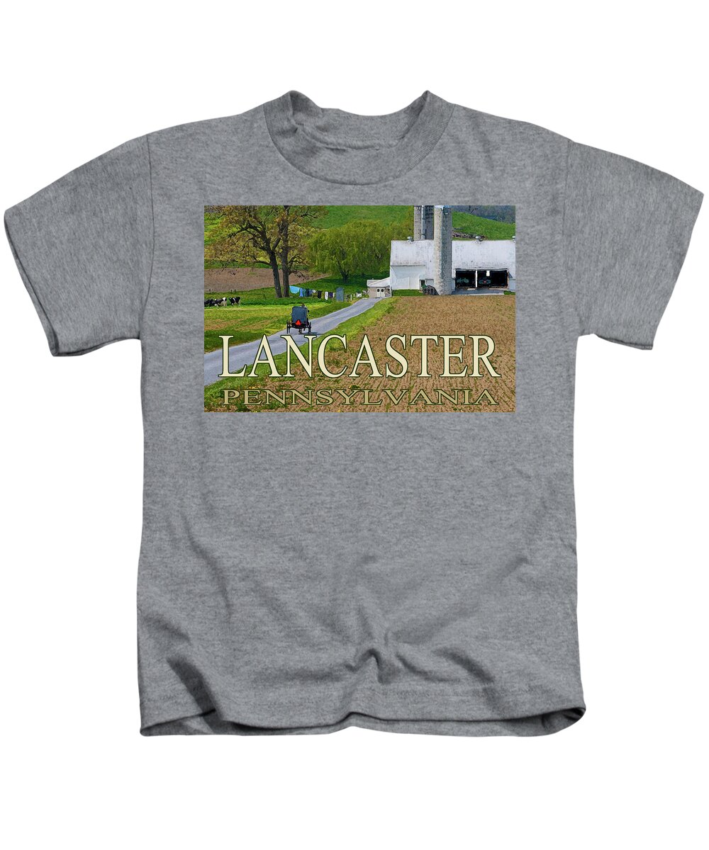 Lancaster Kids T-Shirt featuring the digital art Lancaster Pennsylvania by Barry Wills