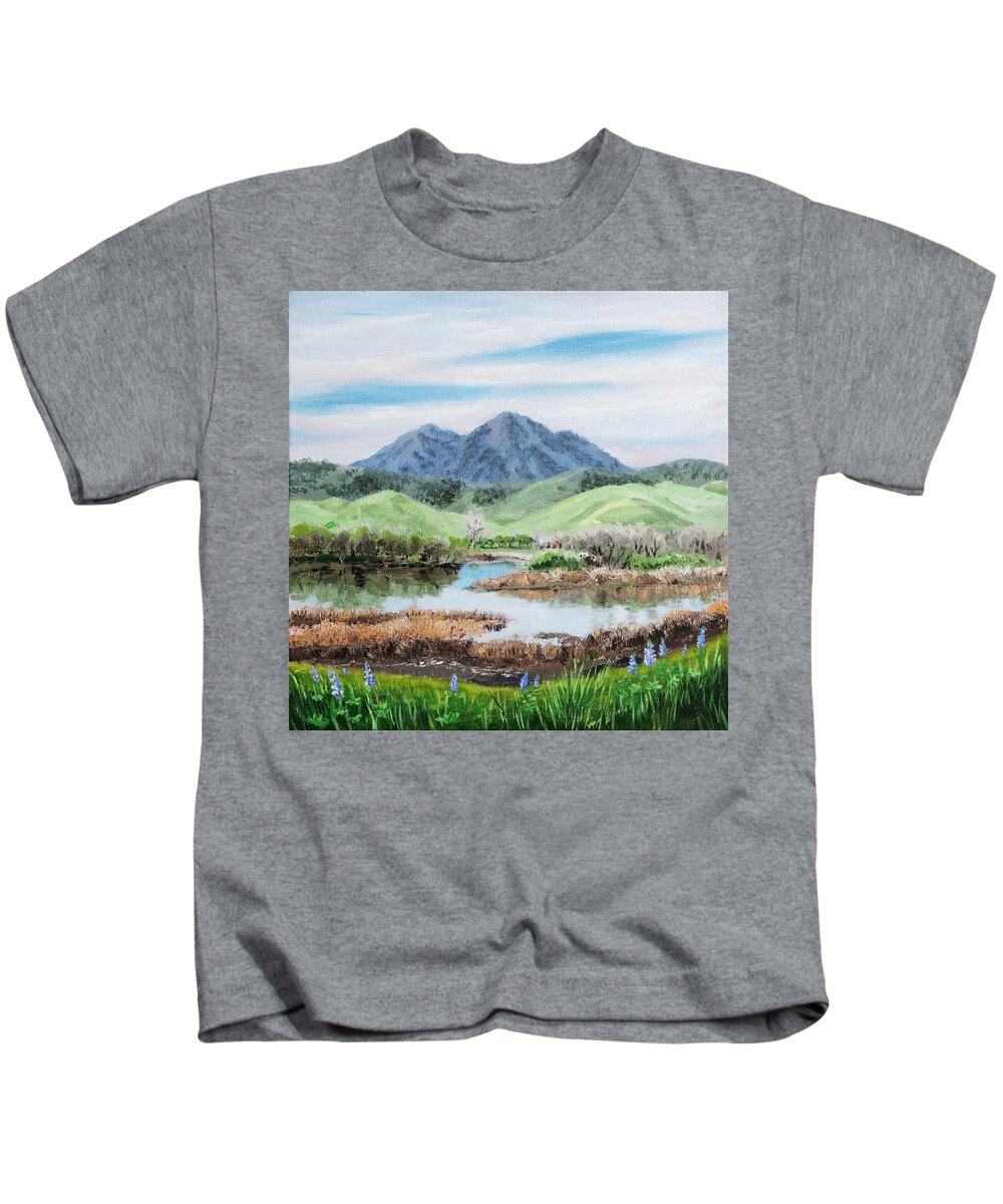 Nature Kids T-Shirt featuring the painting Late Winter in California by Masha Batkova