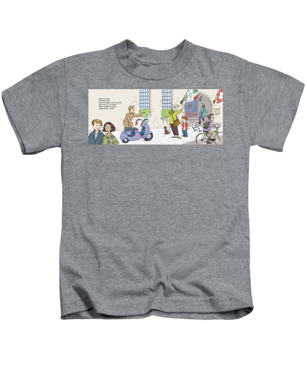 Rome Romp Kids T-Shirt featuring the digital art Let's See Rome--With Text by Renee Andriani