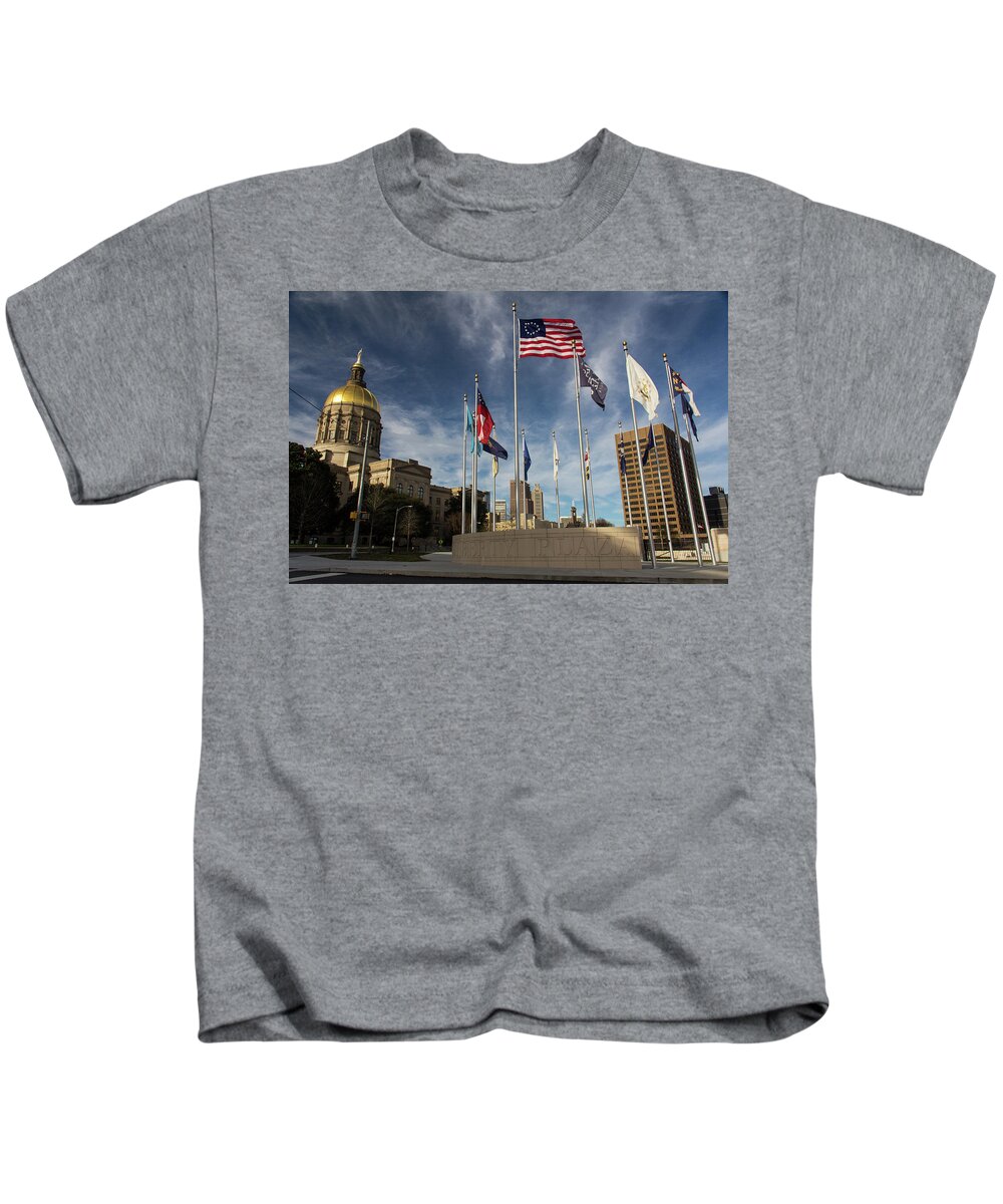 Atlanta Kids T-Shirt featuring the photograph Liberty Plaza by Kenny Thomas