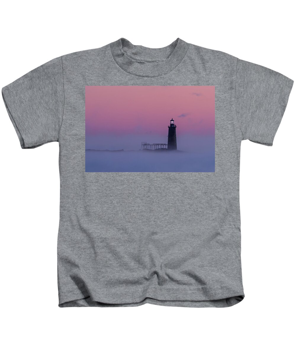 Maine Kids T-Shirt featuring the photograph Lighthouse in the Clouds by Colin Chase