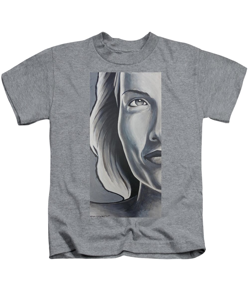 Kids T-Shirt featuring the painting Lioness by Bryon Stewart