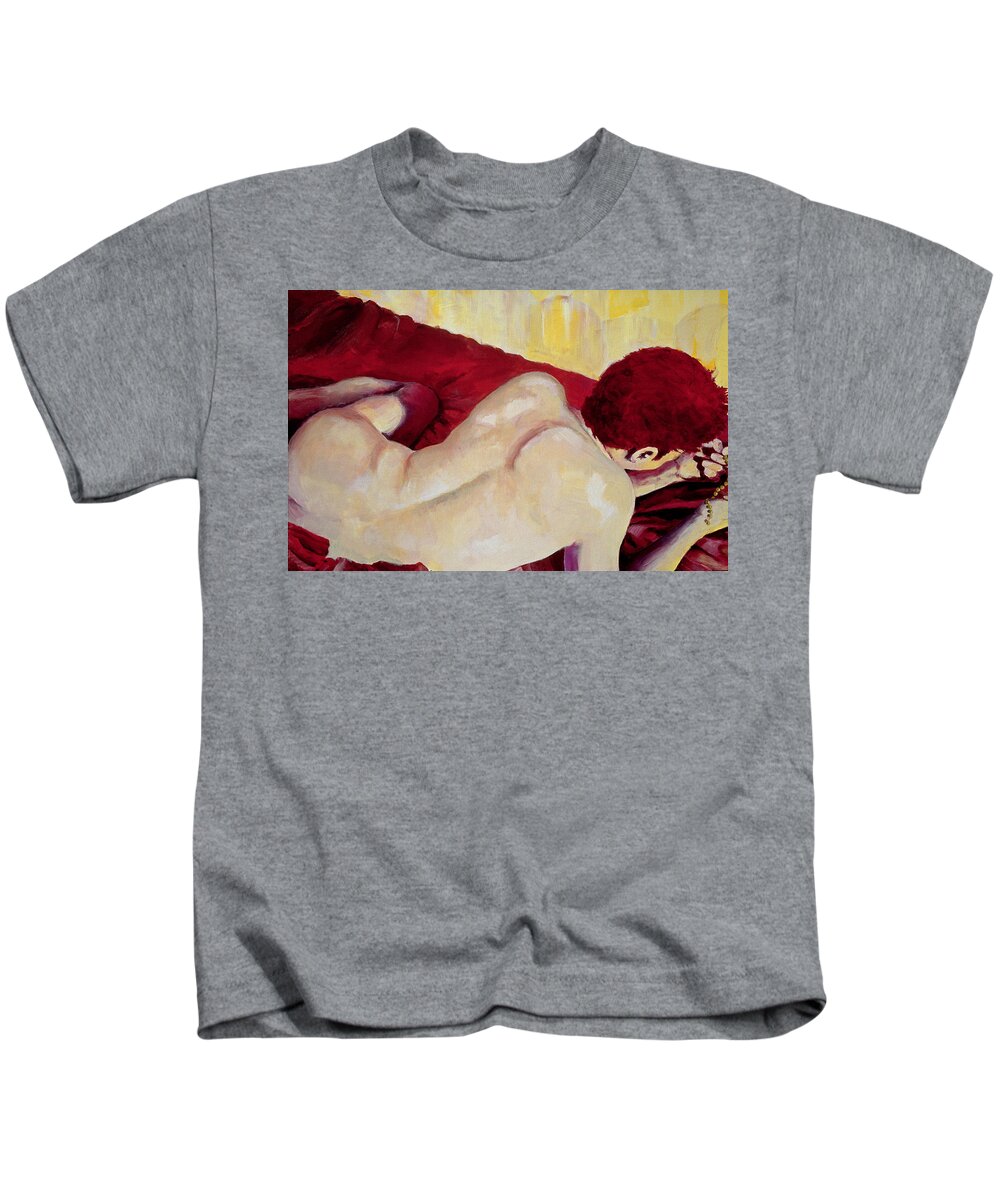 Male Figure Kids T-Shirt featuring the painting Listen to the Night by Rene Capone
