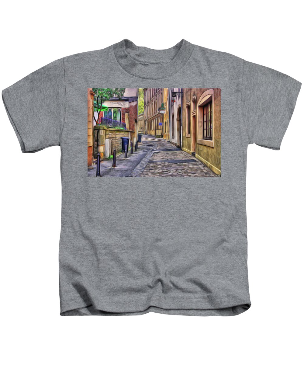 Village Kids T-Shirt featuring the painting Little Village by Harry Warrick