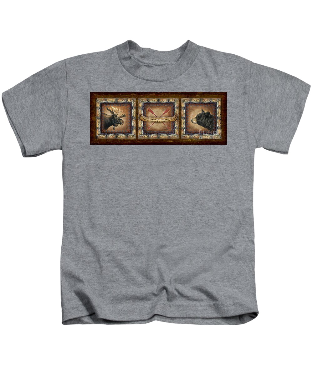 Joe Low Kids T-Shirt featuring the painting Lodge Panel by JQ Licensing