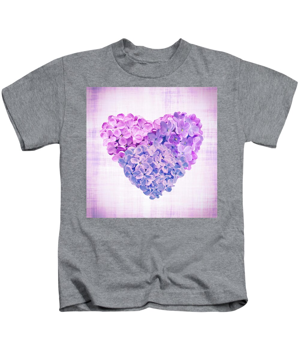 Syringa Vulgaris Kids T-Shirt featuring the photograph Love And Lilacs by Iryna Goodall