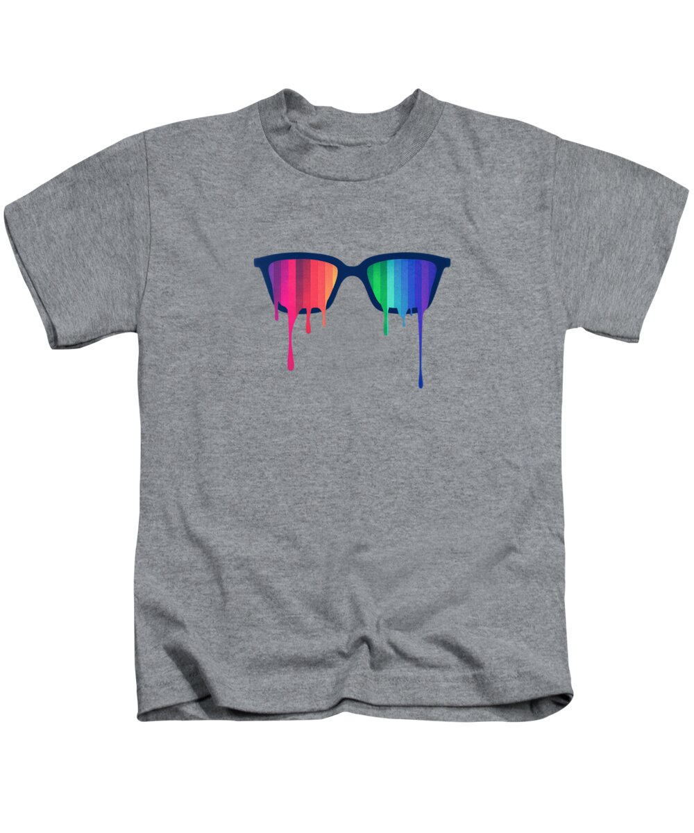 Nerd Kids T-Shirt featuring the digital art Love Wins Rainbow - Spectrum Pride Hipster Nerd Glasses by Philipp Rietz