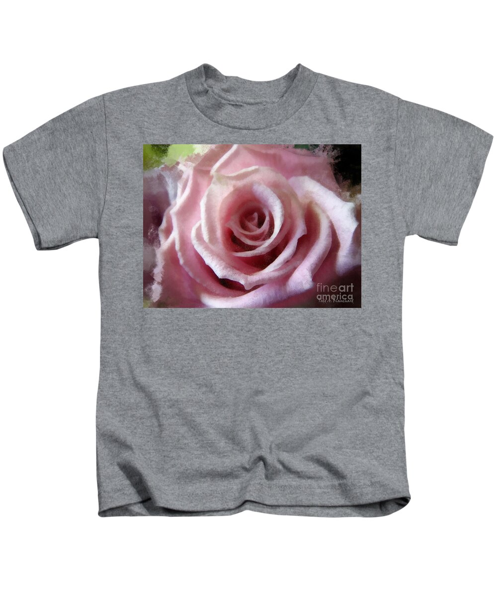 Macro Kids T-Shirt featuring the digital art Lovely in Pink by Todd Blanchard
