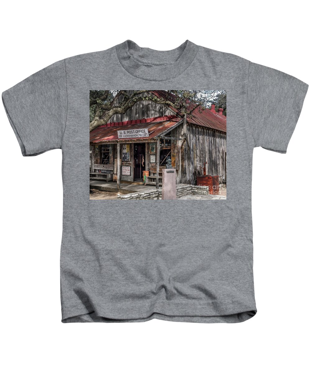 Texas Kids T-Shirt featuring the photograph Luckenbach Post Office by David Meznarich