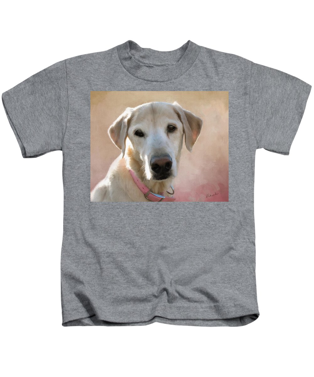Dog Kids T-Shirt featuring the painting Lucy in Pink by Diane Chandler