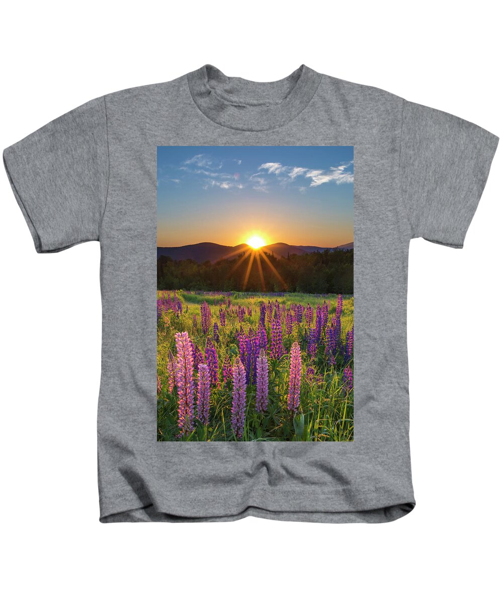 Lupine Kids T-Shirt featuring the photograph Lupine Sunrise Sugar Hill by White Mountain Images