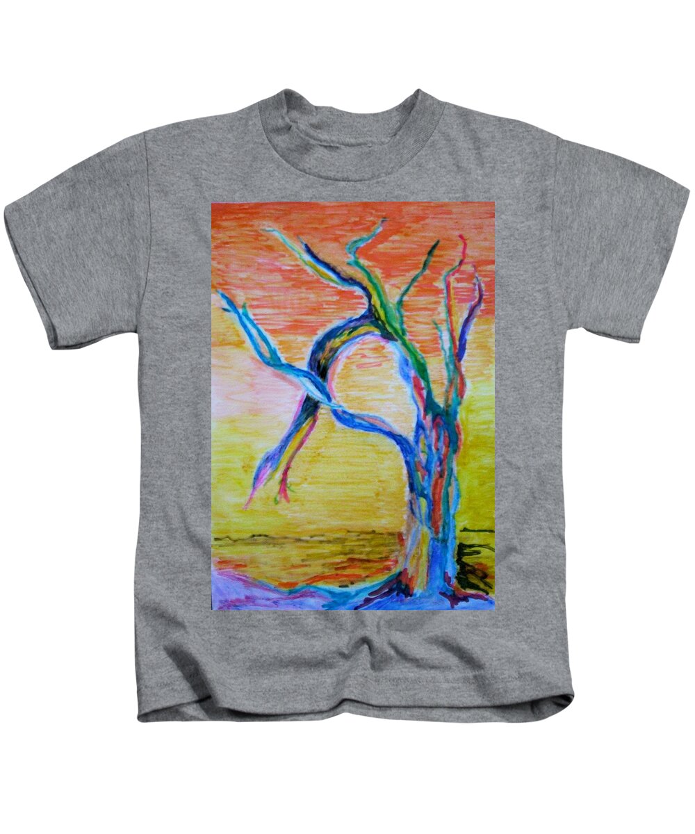 Abstract Painting Kids T-Shirt featuring the painting Magical Tree by Suzanne Udell Levinger