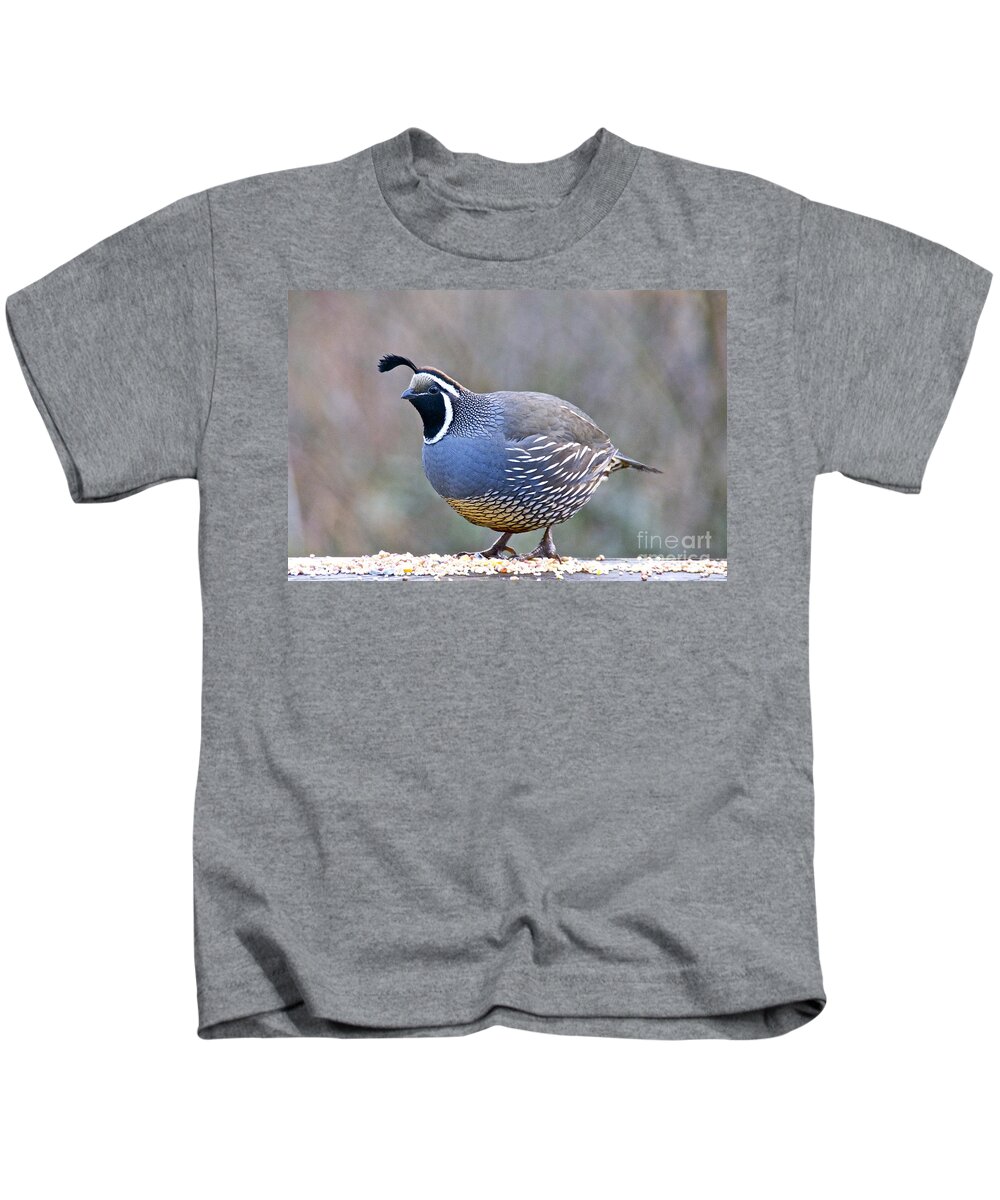Photography Kids T-Shirt featuring the photograph Male California Quail by Sean Griffin
