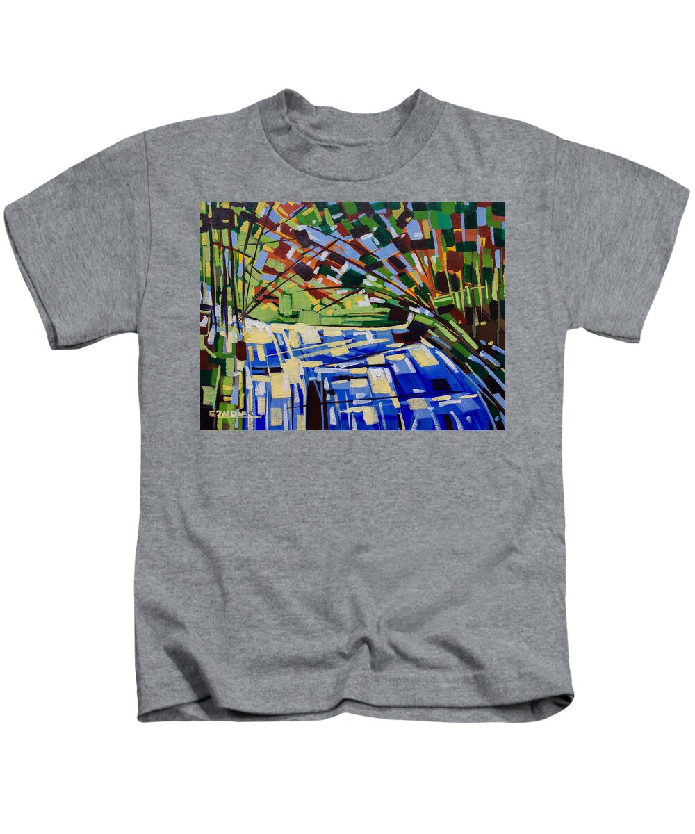 Waterfall Kids T-Shirt featuring the painting Manifest light by Enrique Zaldivar