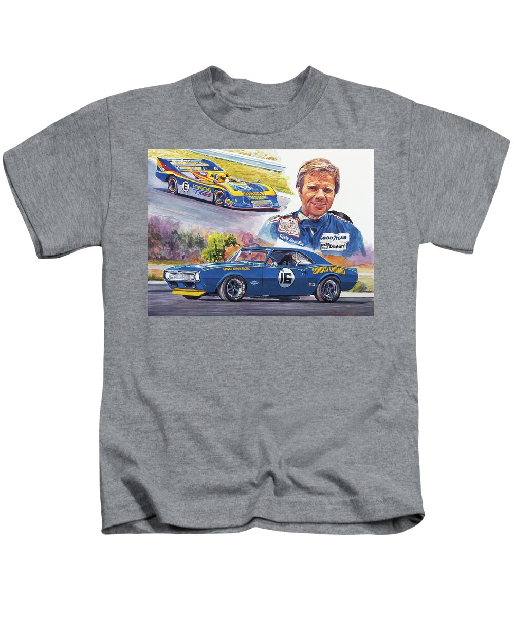 Camaro Kids T-Shirt featuring the painting Mark Donohue Racing by David Lloyd Glover