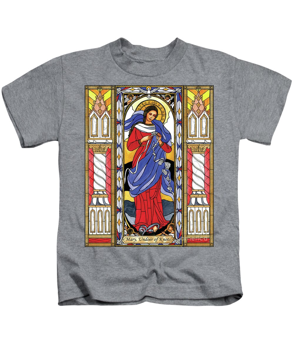Mary Kids T-Shirt featuring the painting Mary, Undoer of Knots by Brenda Nippert